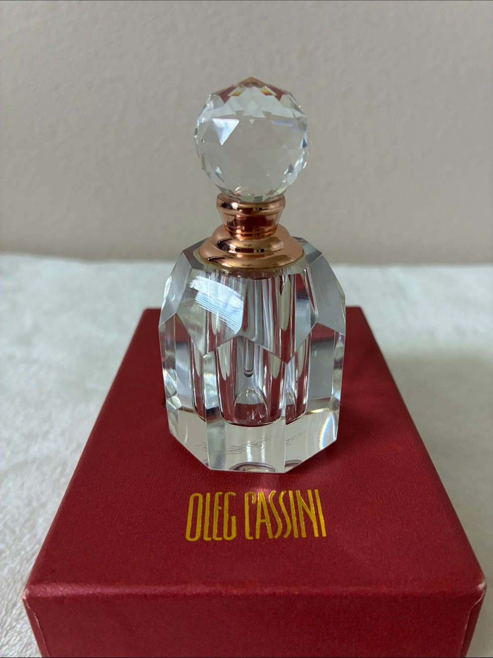 Vintage Oleg Cassini Cristal Parfum Unused in Box Rose2 Perfume Bottle Rose Gold